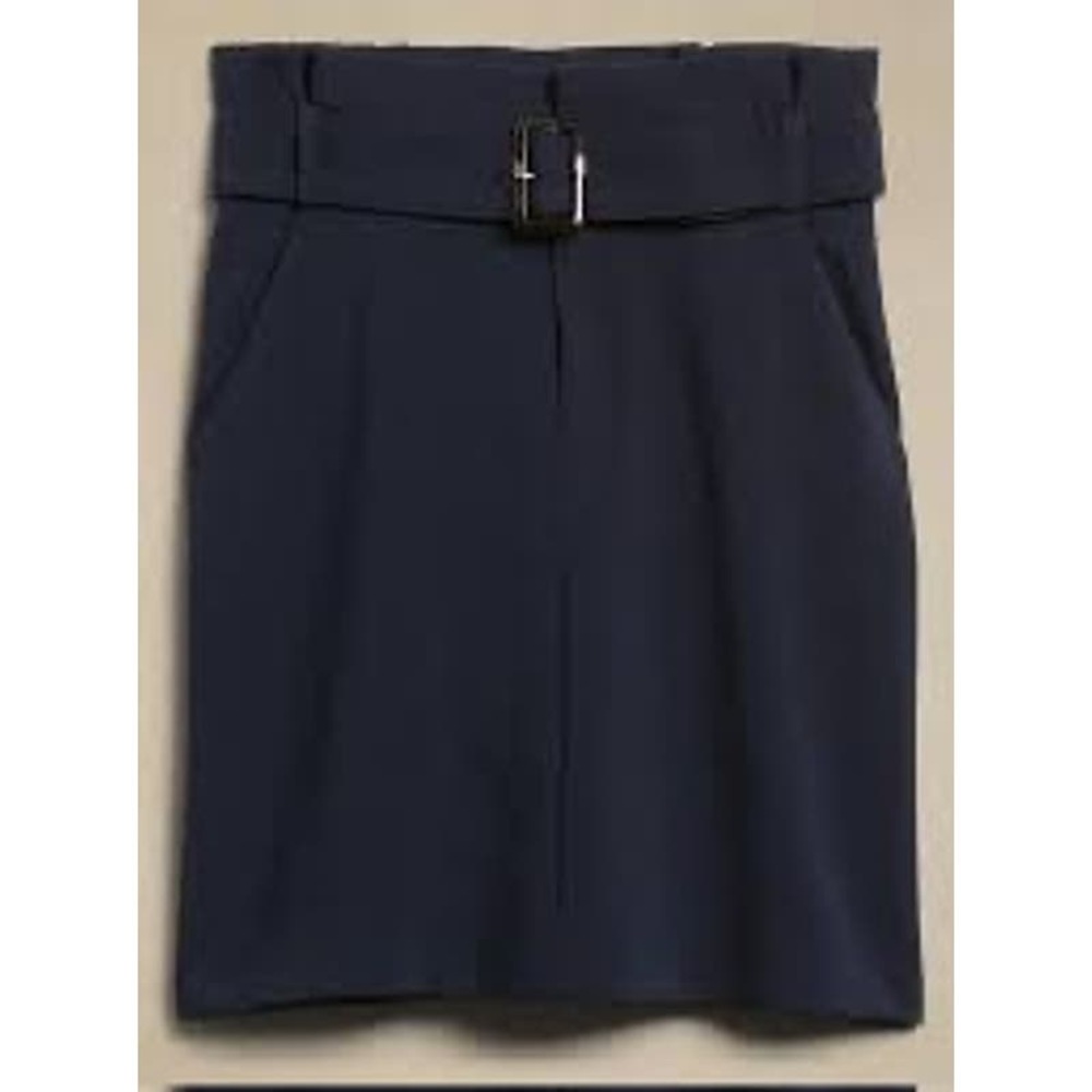Banana Republic Factory Belted Pencil Skirt Sz 20 Preppy Blue Navy Paperbag